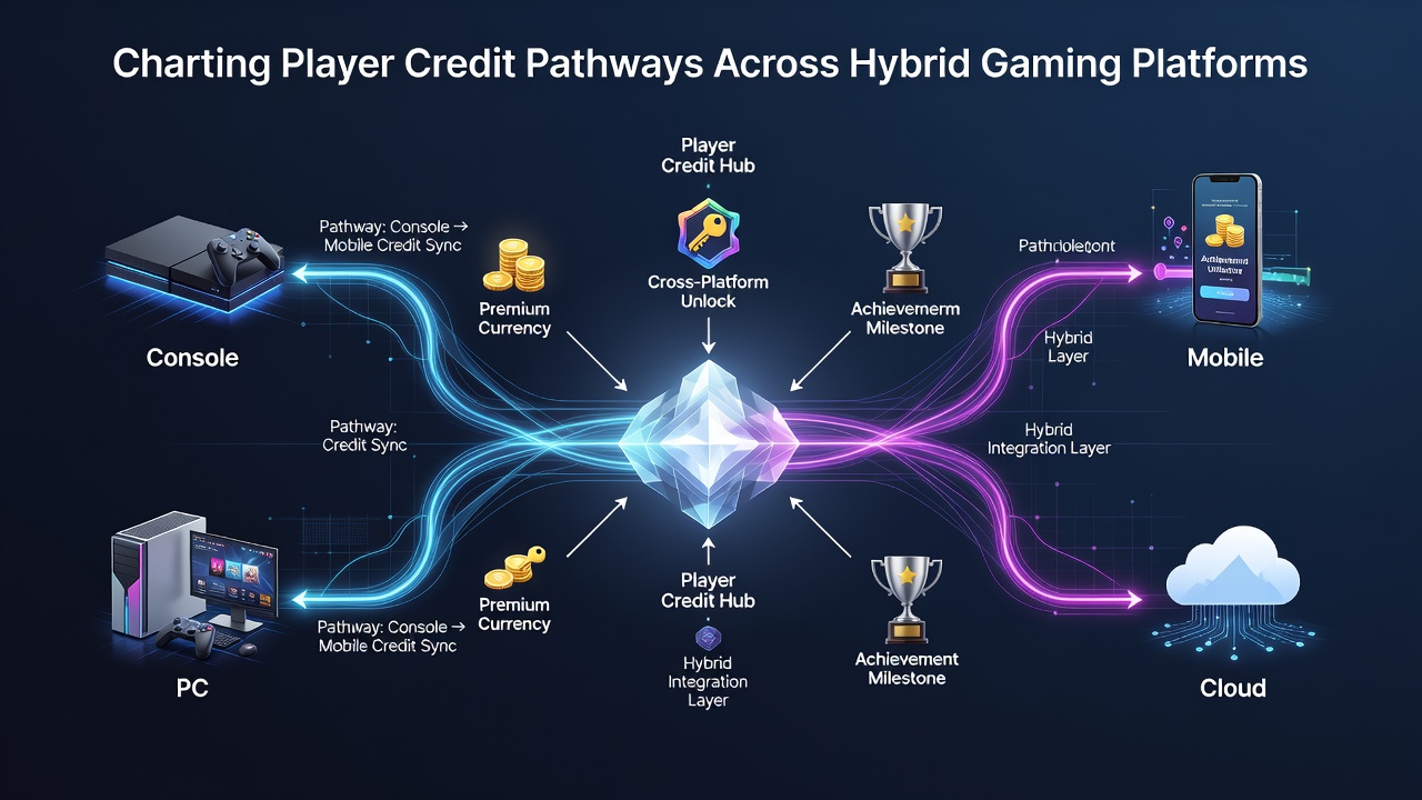 Illustration of credit flow across slots, poker and live dealer interfaces on a unified gaming dashboard