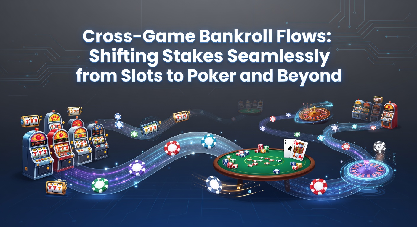Digital wallet interface showing seamless transfer between slots, poker, and blackjack games on an online casino platform
