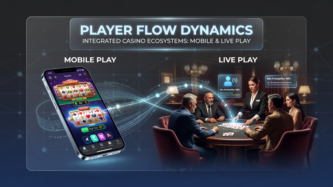 Illustration of player movement pathways between mobile apps and physical casino floors in integrated systems