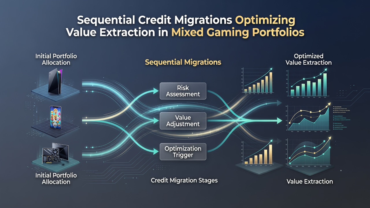 Flowchart illustrating sequential credit transfers between different gaming categories in July 2026 platform updates
