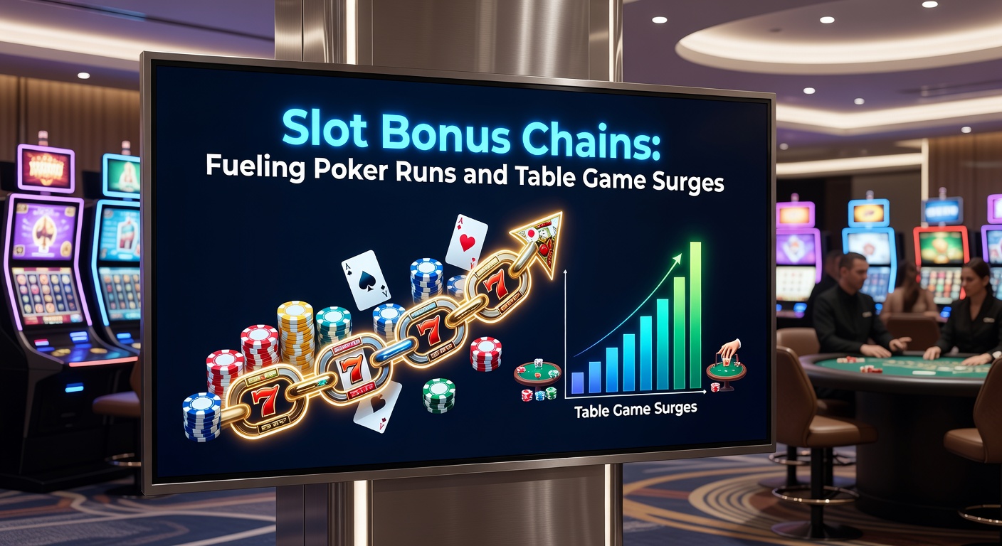 Vibrant slot machine screen displaying cascading bonus symbols and multipliers, illustrating chained bonus features