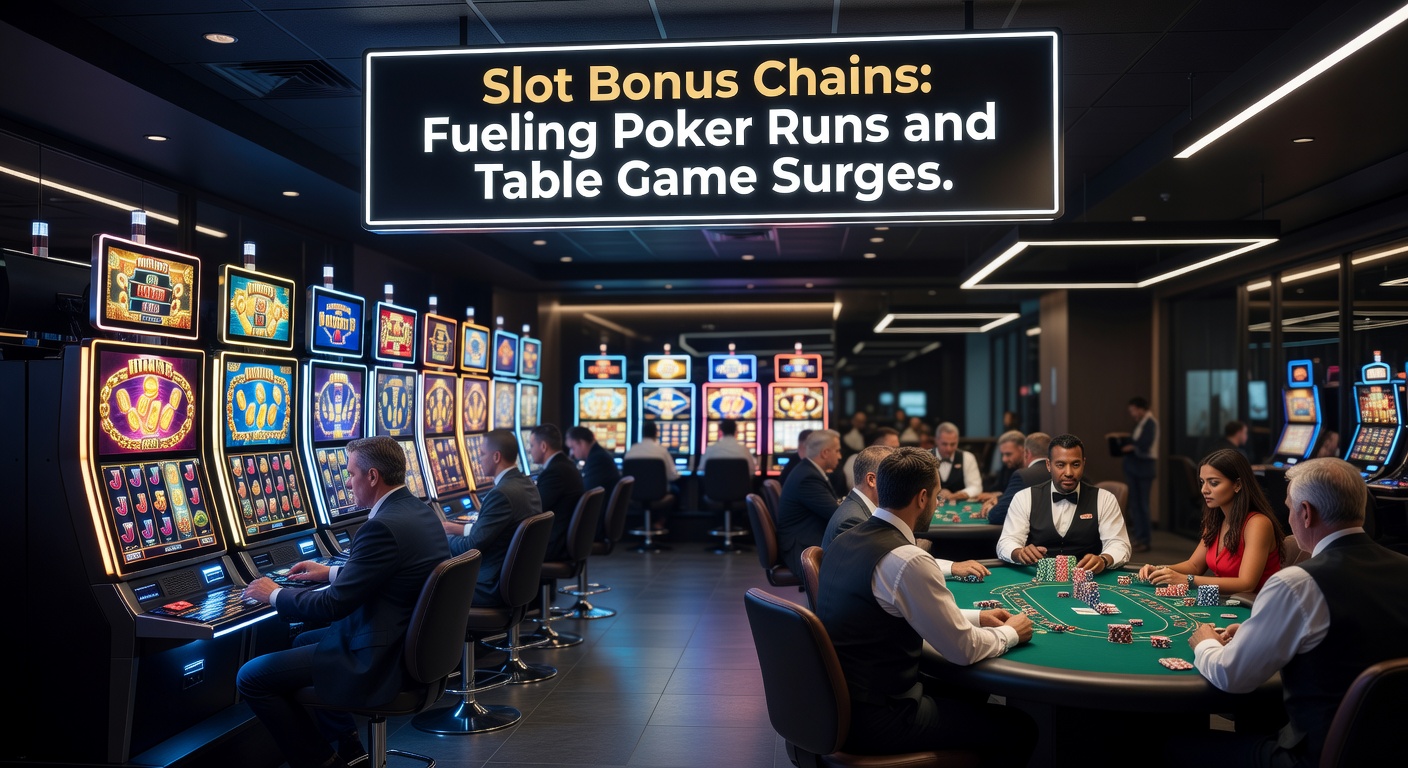 Poker table with chips stacked high next to a slot payout ticket, symbolizing the transition from slot wins to live table action